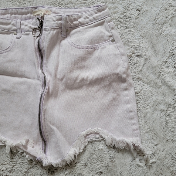 ✨️CL Le Lis Lavender Purple Raw Curve Hem Full Zip Up Cotton Skirt Size S - Picture 4 of 12